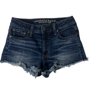 American Eagle Vintage Hi-Rise Festival Denim Shorts Size 00 Cutoff Raw Hem